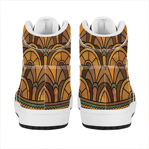 Egyptian Ethnic Pattern Print High Top Leather Sneakers