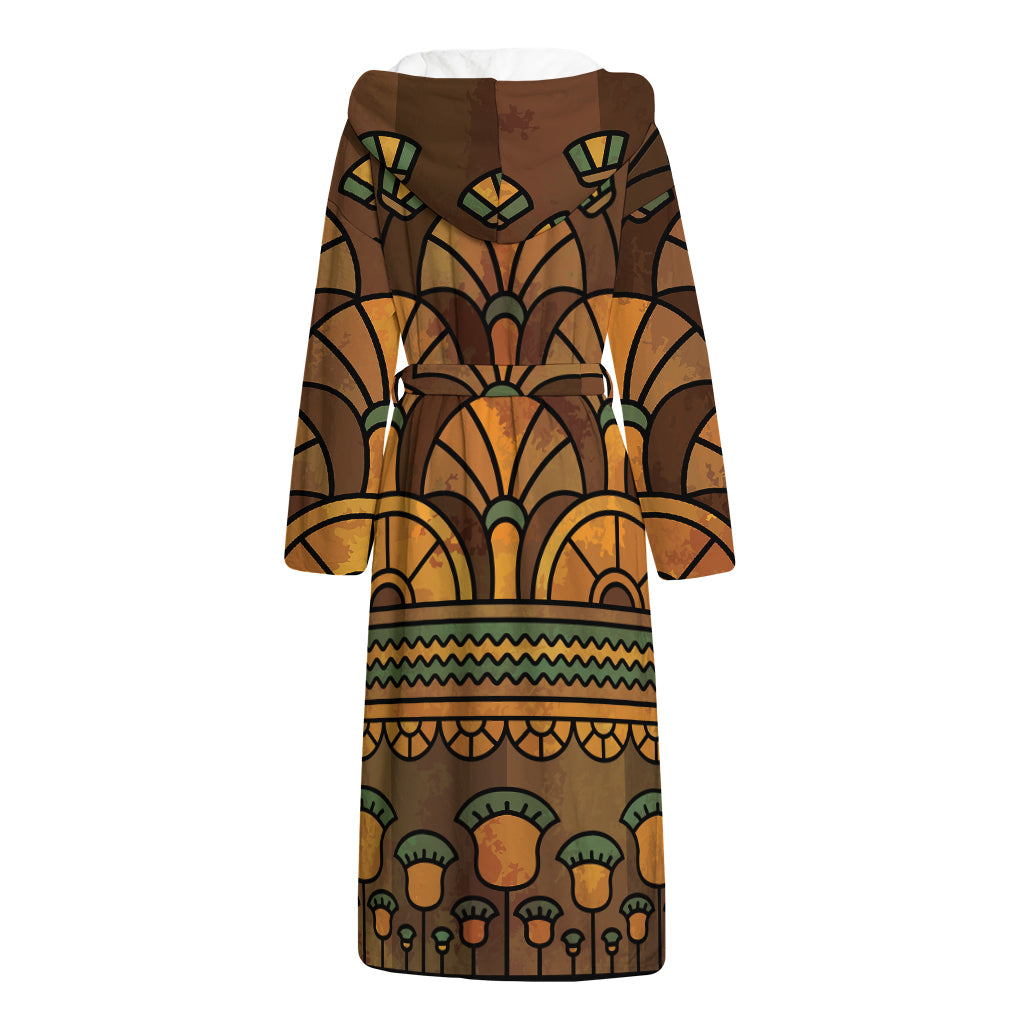 Egyptian Ethnic Pattern Print Hooded Bathrobe