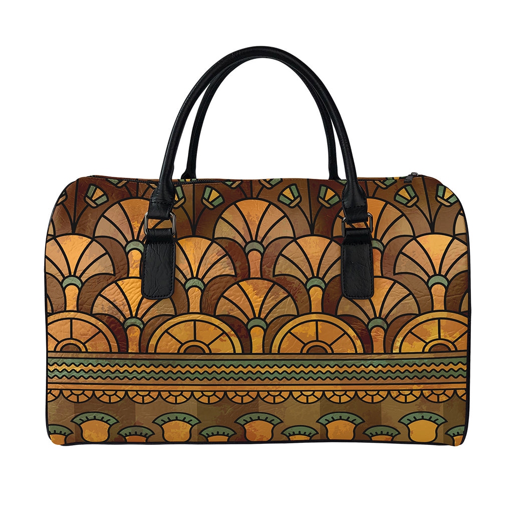 Egyptian Ethnic Pattern Print Leather Duffle Bag