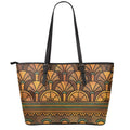 Egyptian Ethnic Pattern Print Leather Tote Bag With Zipper