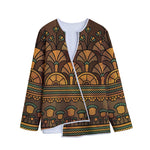 Egyptian Ethnic Pattern Print Long Sleeve Short Coat
