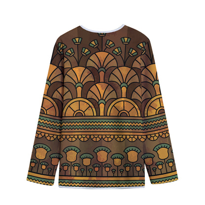 Egyptian Ethnic Pattern Print Long Sleeve Short Coat