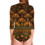 Egyptian Ethnic Pattern Print Long Sleeve Swimsuit