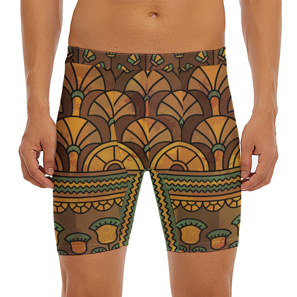 Egyptian Ethnic Pattern Print Men's Long Boxer Briefs