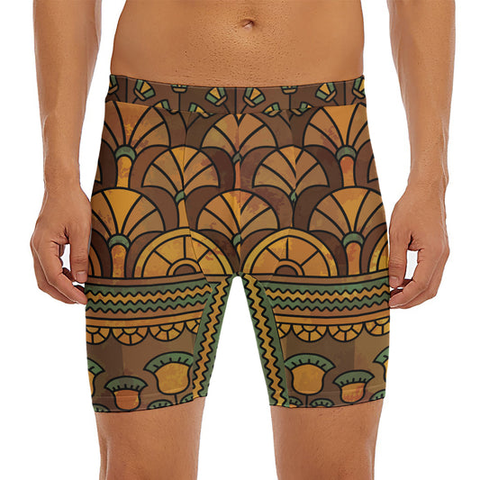 Egyptian Ethnic Pattern Print Men's Long Boxer Briefs