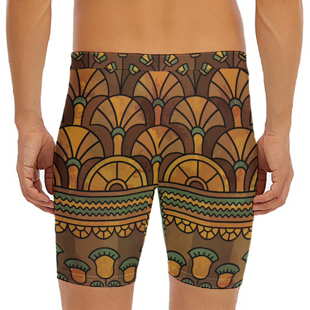 Egyptian Ethnic Pattern Print Men's Long Boxer Briefs