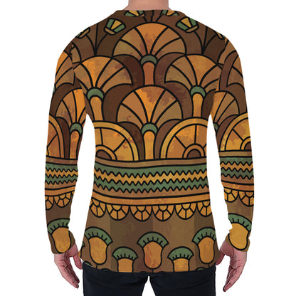 Egyptian Ethnic Pattern Print Men's Long Sleeve T-Shirt