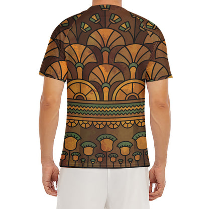Egyptian Ethnic Pattern Print Men's Short Sleeve Rash Guard