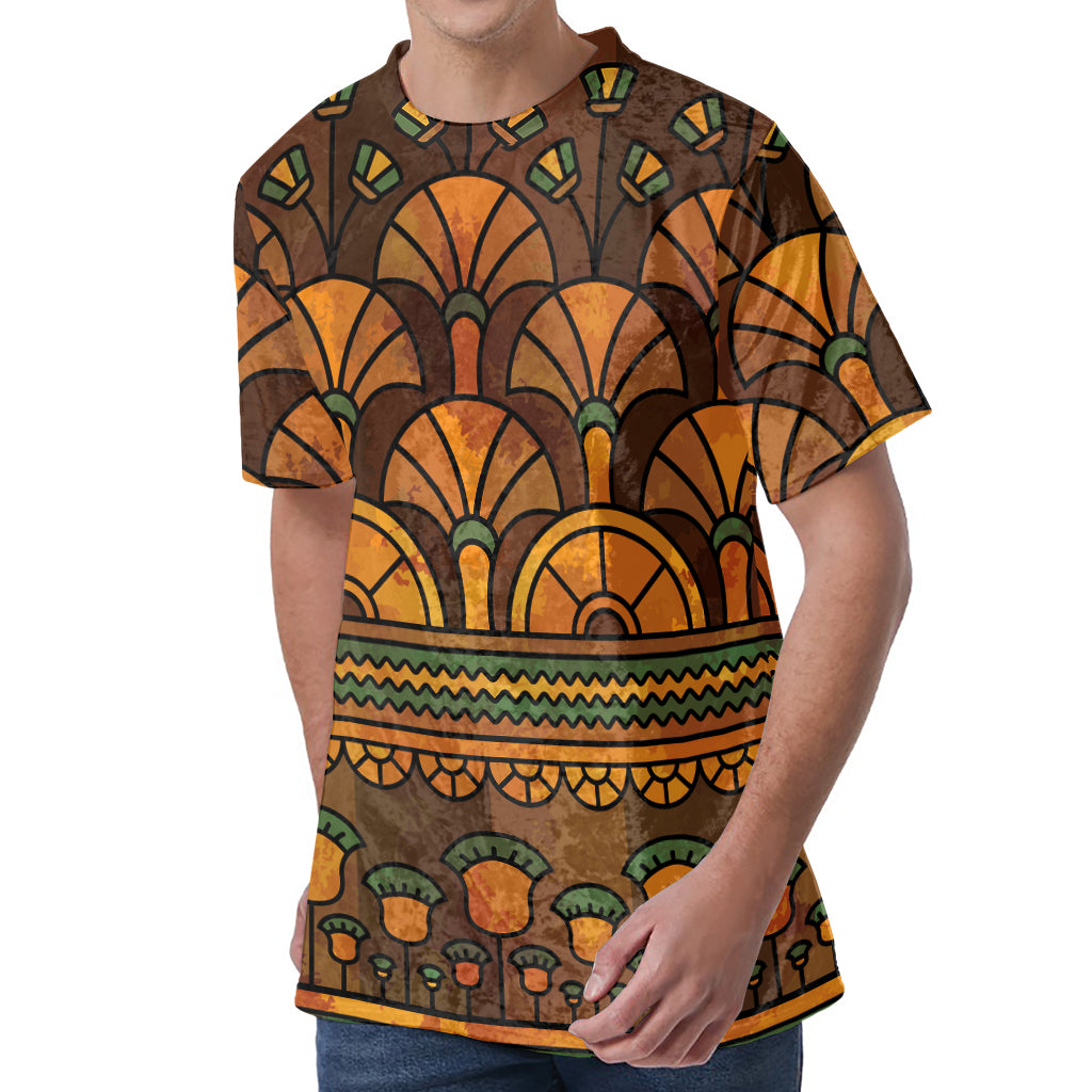 Egyptian Ethnic Pattern Print Men's Velvet T-Shirt