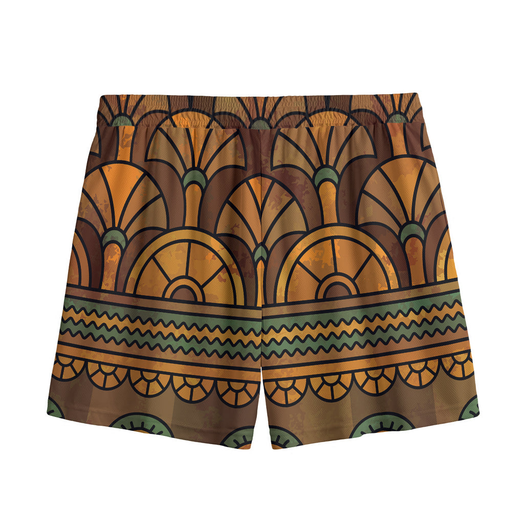 Egyptian Ethnic Pattern Print Mesh Shorts