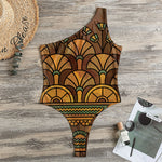 Egyptian Ethnic Pattern Print One Shoulder Bodysuit