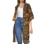 Egyptian Ethnic Pattern Print Open Front Beach Cover Up