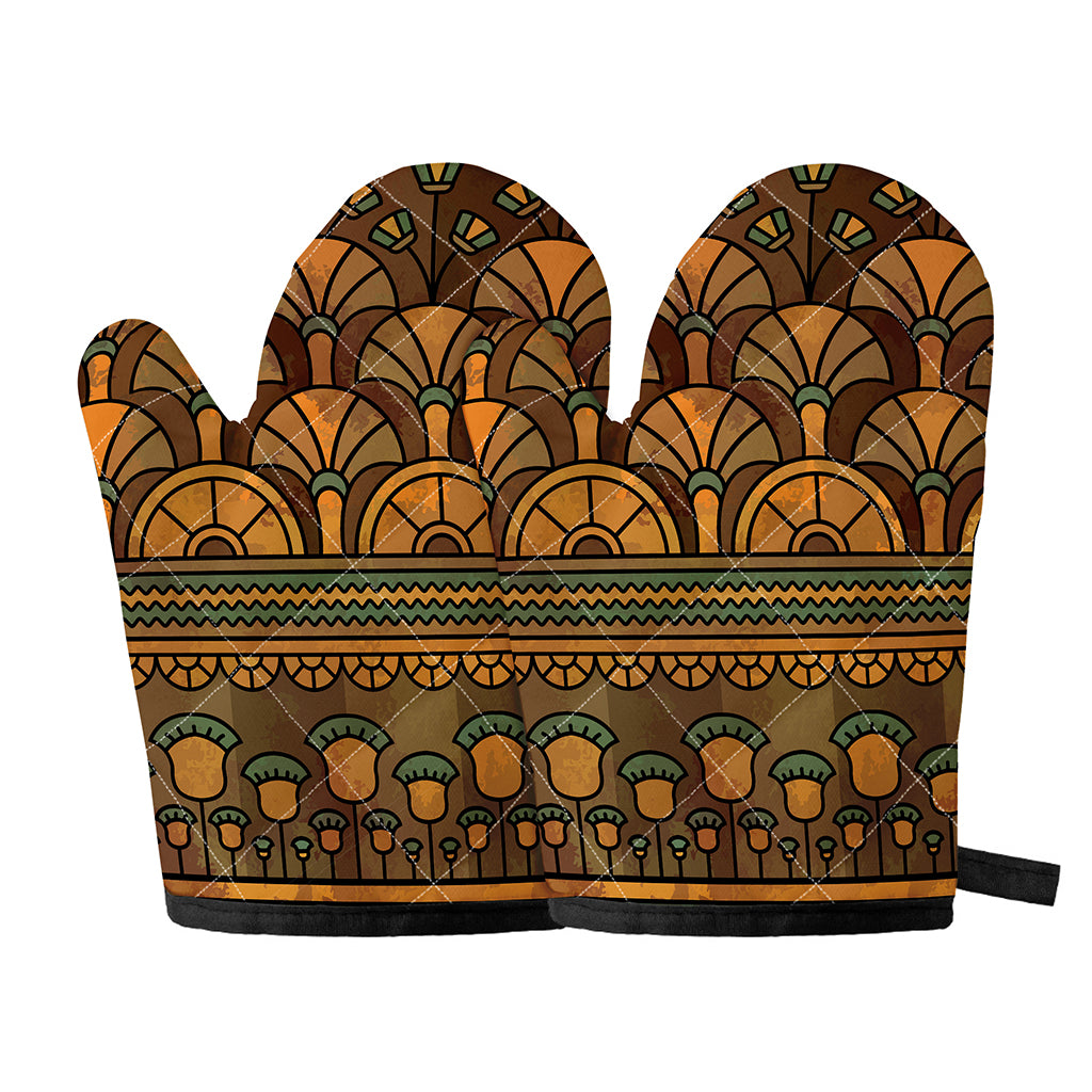 Egyptian Ethnic Pattern Print Oven Mitts