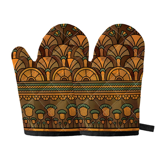 Egyptian Ethnic Pattern Print Oven Mitts