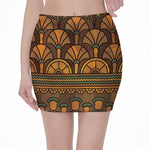 Egyptian Ethnic Pattern Print Pencil Mini Skirt