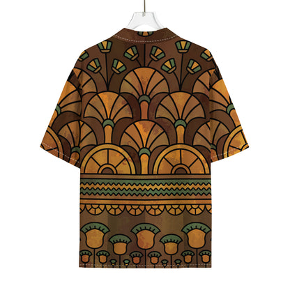 Egyptian Ethnic Pattern Print Rayon Hawaiian Shirt