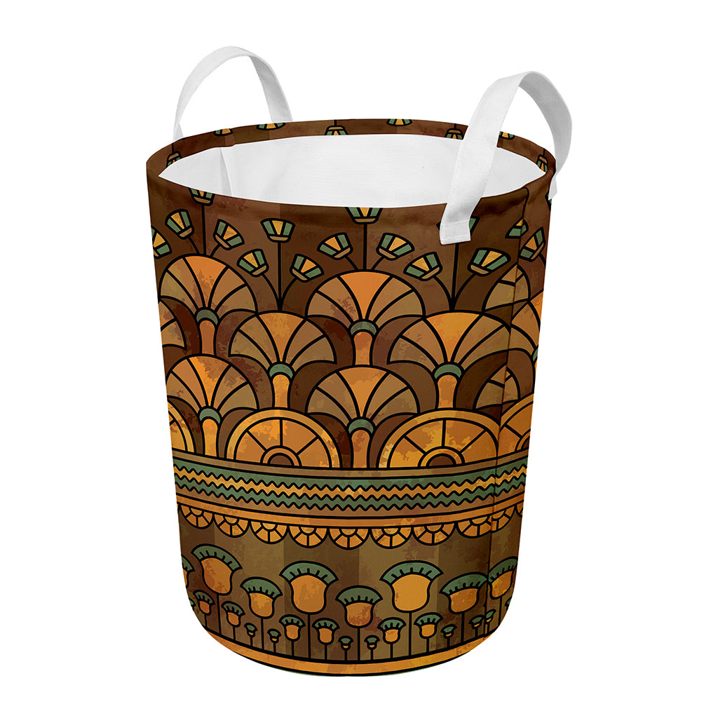 Egyptian Ethnic Pattern Print Round Laundry Basket