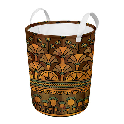 Egyptian Ethnic Pattern Print Round Laundry Basket