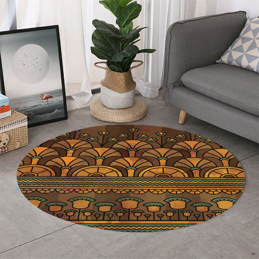 Egyptian Ethnic Pattern Print Round Rug
