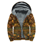 Egyptian Ethnic Pattern Print Sherpa Lined Zip Up Hoodie