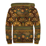 Egyptian Ethnic Pattern Print Sherpa Lined Zip Up Hoodie