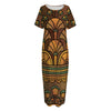 Egyptian Ethnic Pattern Print Short Sleeve Long Nightdress