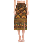 Egyptian Ethnic Pattern Print Side Slit Midi Skirt