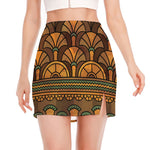 Egyptian Ethnic Pattern Print Side Slit Mini Skirt