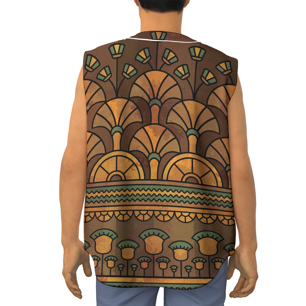 Egyptian Ethnic Pattern Print Sleeveless Baseball Jersey
