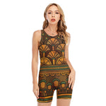 Egyptian Ethnic Pattern Print Sleeveless One Piece Swimsuit