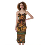 Egyptian Ethnic Pattern Print Slim Fit Midi Cami Dress