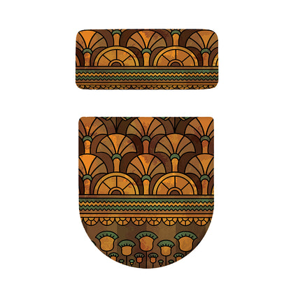 Egyptian Ethnic Pattern Print Toilet Lid And Tank Cover Set