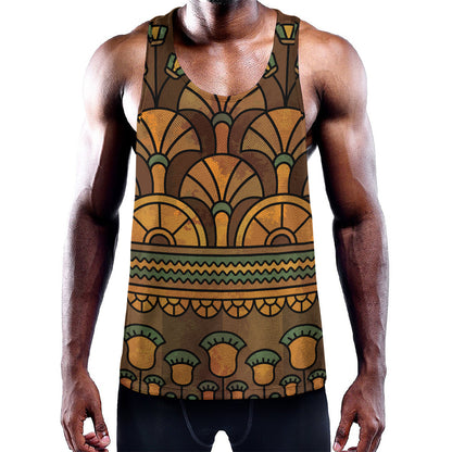 Egyptian Ethnic Pattern Print Training Tank Top