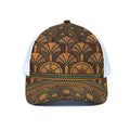 Egyptian Ethnic Pattern Print White Mesh Trucker Hat