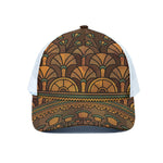 Egyptian Ethnic Pattern Print White Mesh Trucker Cap
