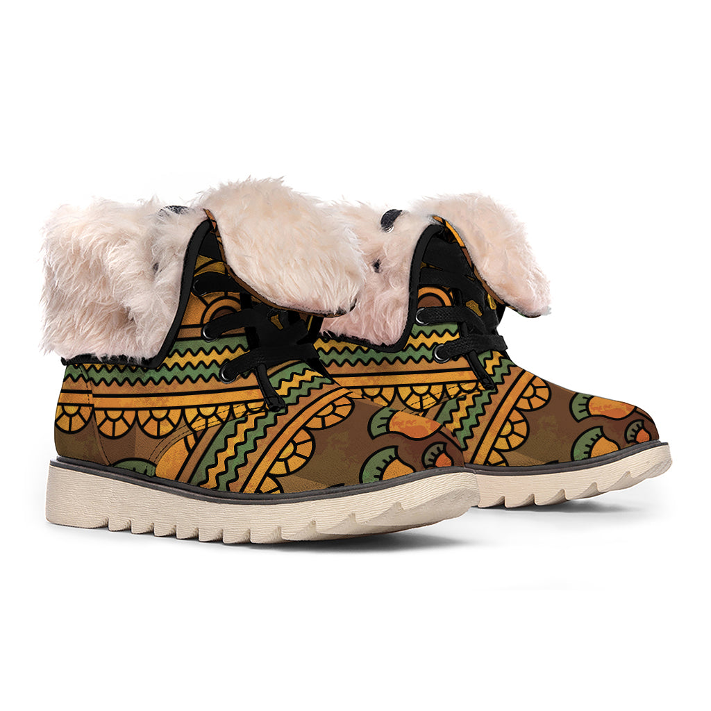 Egyptian Ethnic Pattern Print Winter Boots