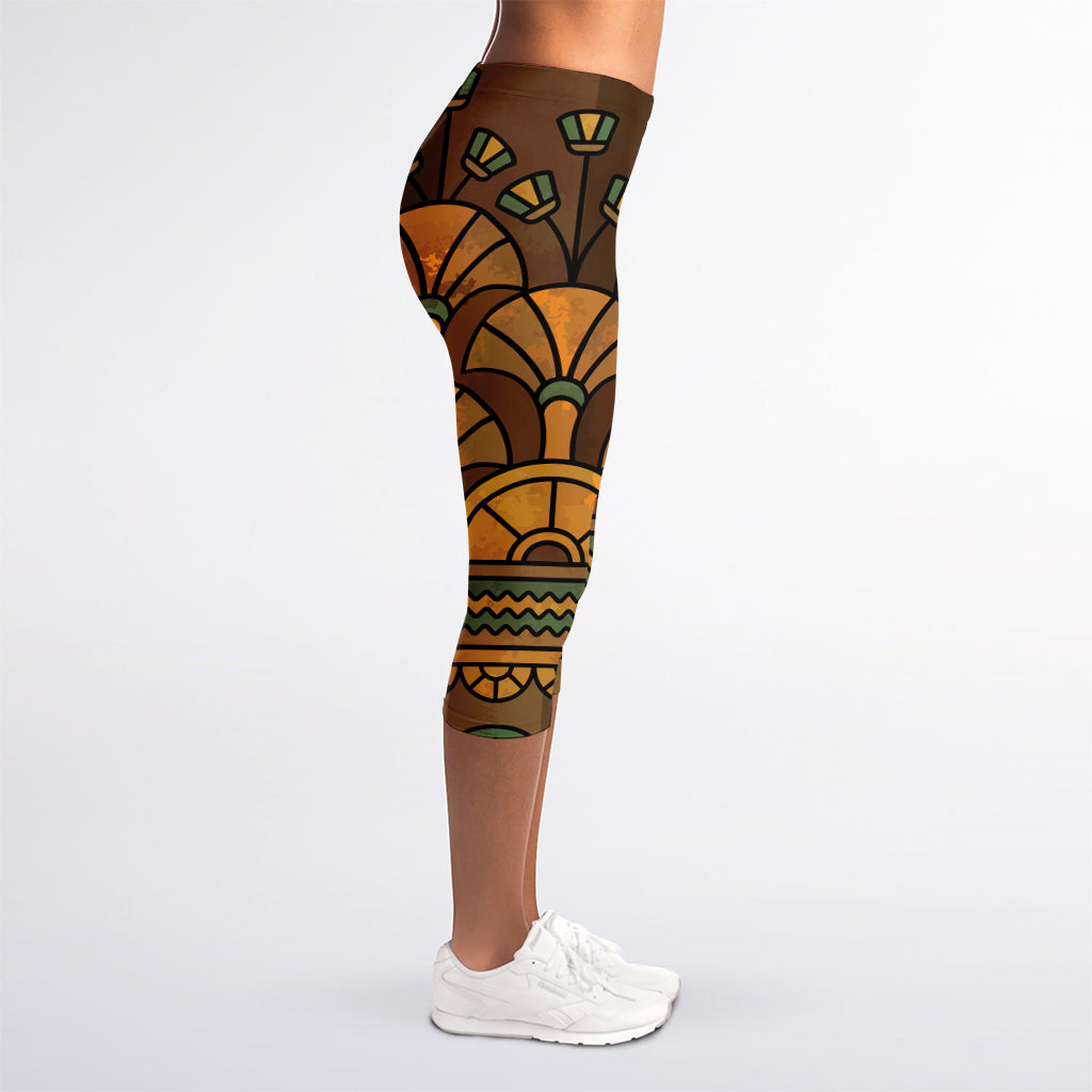 Egyptian Ethnic Pattern Print Women's Capri Leggings