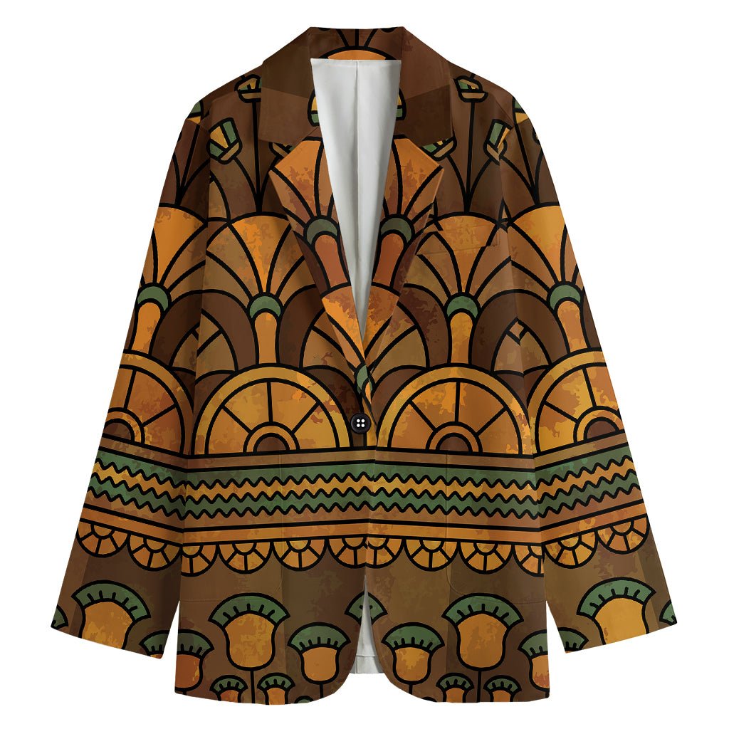 Egyptian Ethnic Pattern Print Women's Cotton Blazer