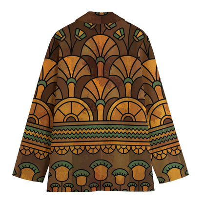 Egyptian Ethnic Pattern Print Women's Cotton Blazer