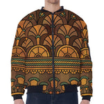 Egyptian Ethnic Pattern Print Zip Sleeve Bomber Jacket