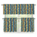 Egyptian Eye Of Horus Pattern Print 3 Piece Kitchen Curtains
