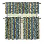 Egyptian Eye Of Horus Pattern Print 3 Piece Kitchen Curtains