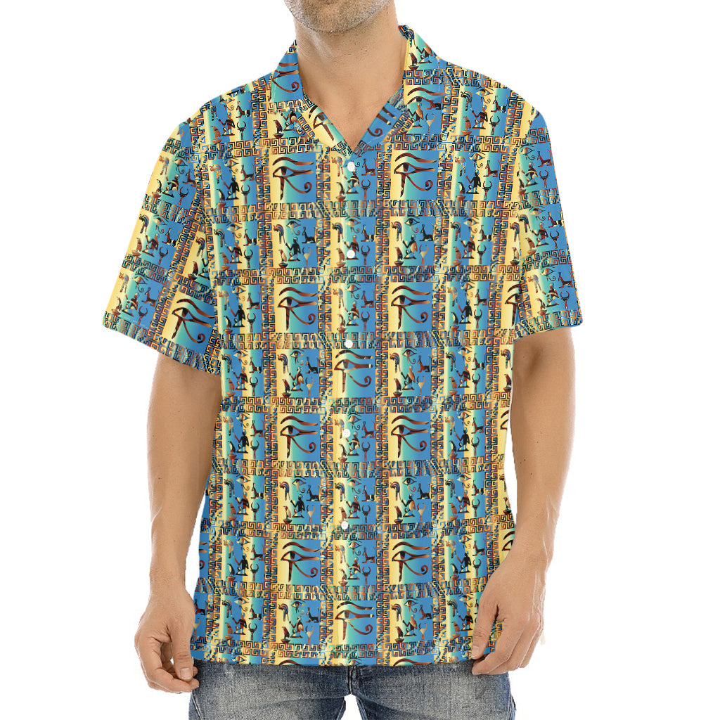 Egyptian Eye Of Horus Pattern Print Aloha Shirt