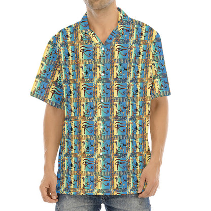 Egyptian Eye Of Horus Pattern Print Aloha Shirt