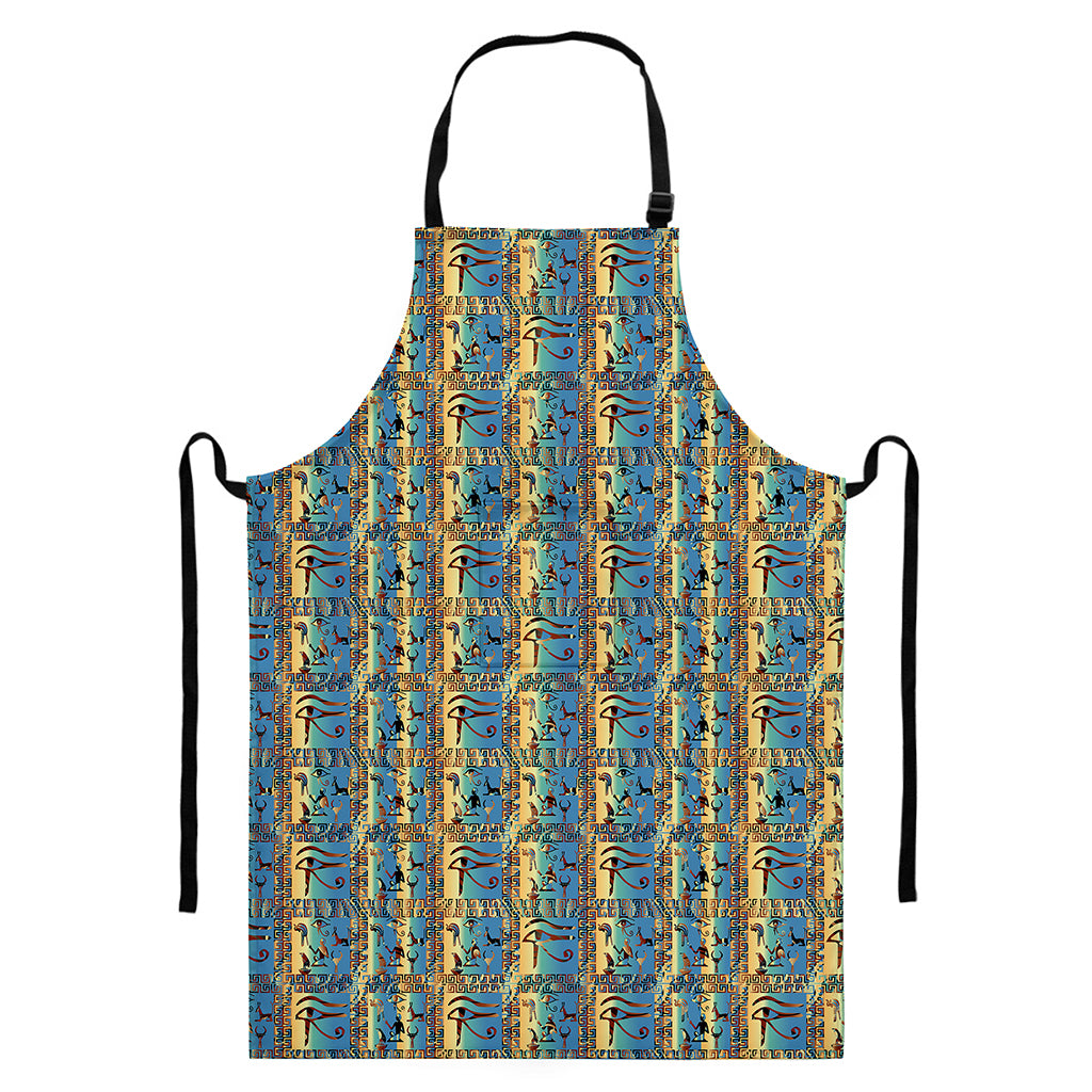 Egyptian Eye Of Horus Pattern Print Bib Apron With Pocket