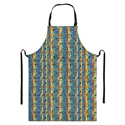 Egyptian Eye Of Horus Pattern Print Bib Apron With Pocket
