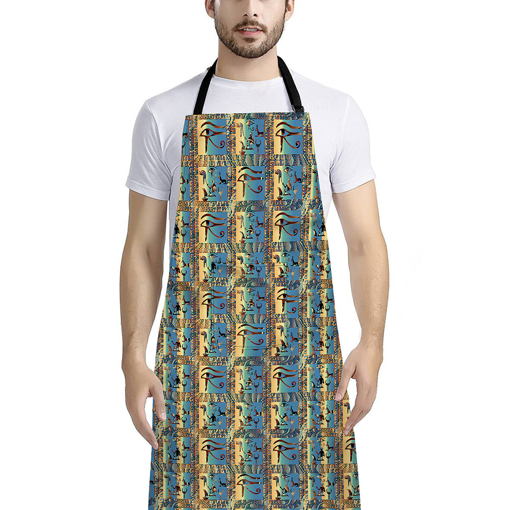 Egyptian Eye Of Horus Pattern Print Bib Apron With Pocket