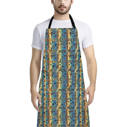 Egyptian Eye Of Horus Pattern Print Bib Apron With Pocket