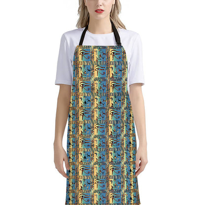 Egyptian Eye Of Horus Pattern Print Bib Apron With Pocket