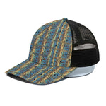 Egyptian Eye Of Horus Pattern Print Black Mesh Trucker Cap